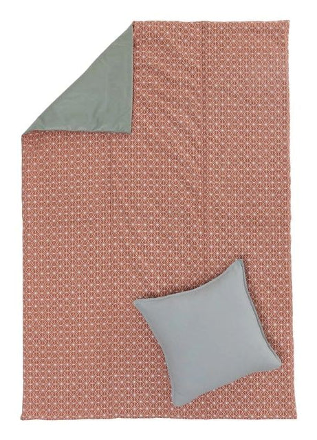 URBANARA Ankisa Wohndecke – Baumwolle, Terrakotta/Weiss/Salbeigrün – 130 × 190 cm