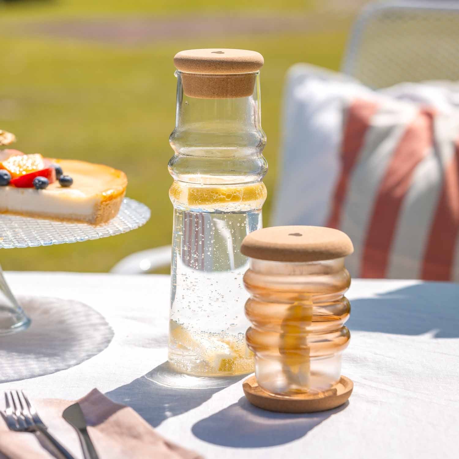 LEONARDO Sole Karaffe – 0,9 l, Borosilikatglas, Transparent, Korkstopfen, spülmaschinenfest