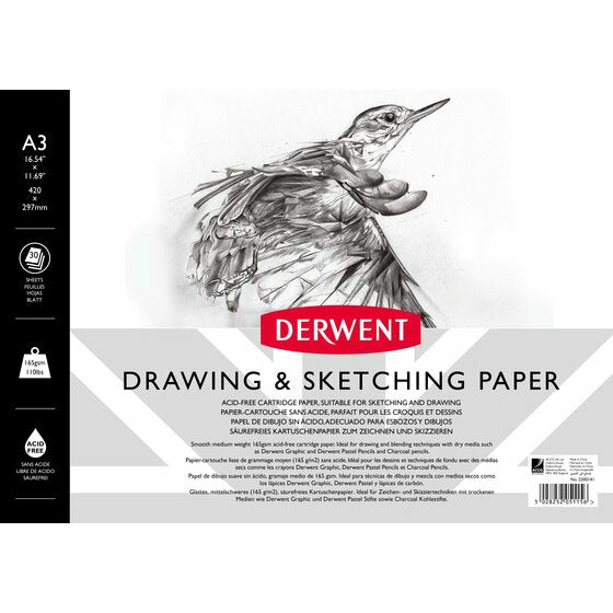 Derwent Zeichenblock – A3 quer, 165 g/m², grau, 30 Blatt