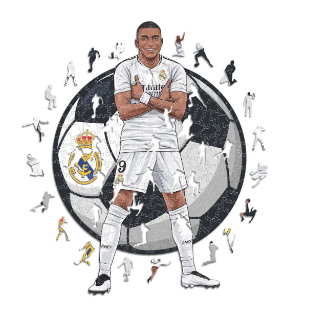 Iconic Puzzles Puzzle Kylian Mbappé – Real Madrid – 150 Teile – 21 × 30 cm – ab 10 J. – Holz – Mehrfarbig
