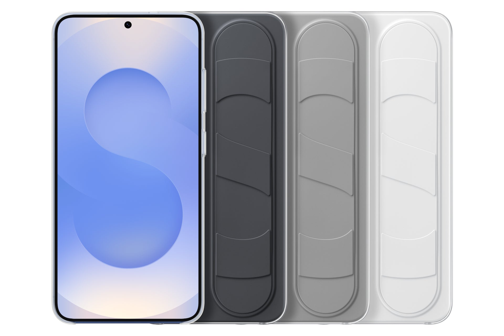 Samsung Backcover – für Galaxy S25+ – weiss – Silikon – mit Ständer, mit Handriemen