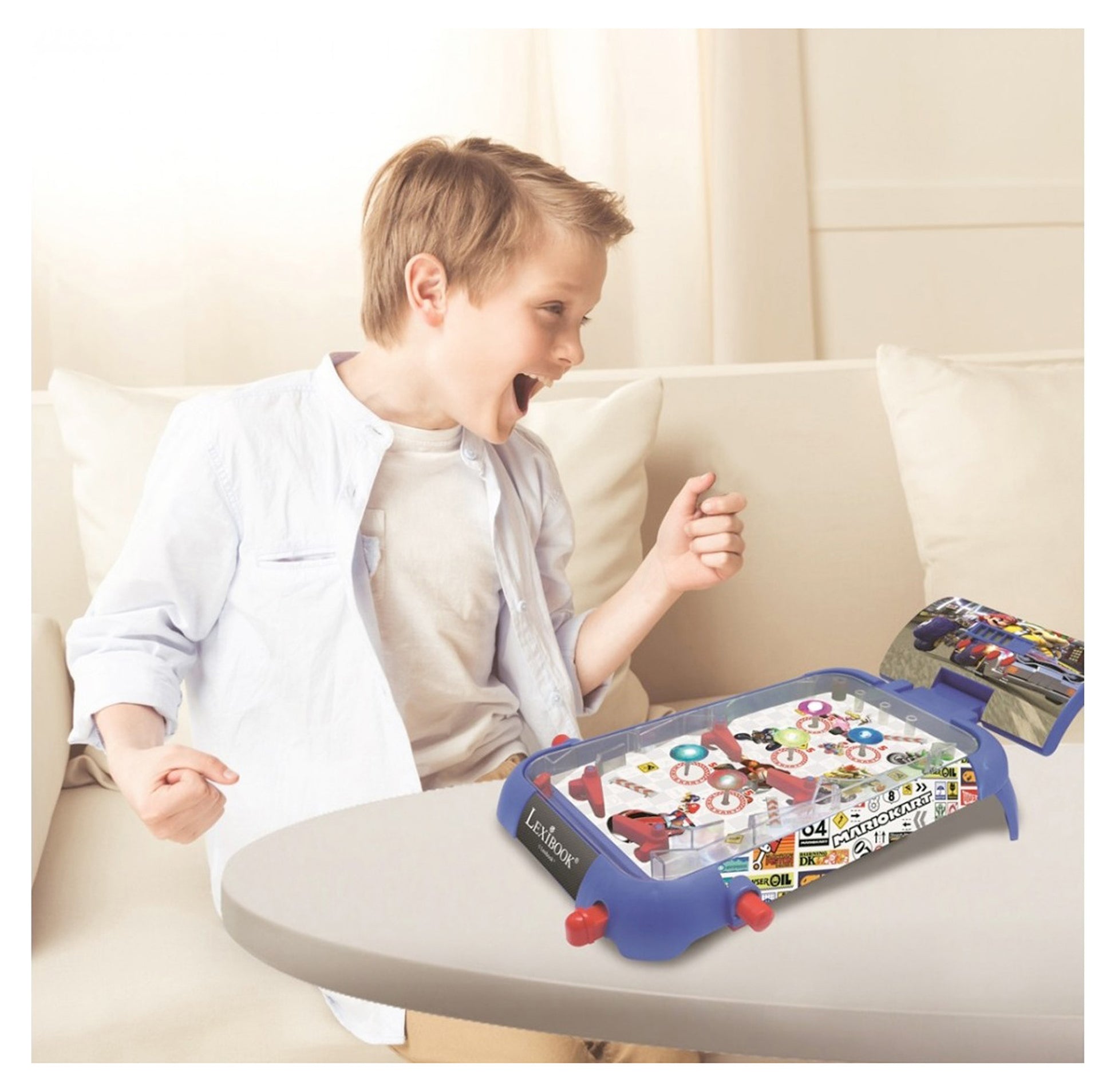 Lexibook Mario Kart elektronischer Flipper – Geschicklichkeitsspiel, 1–2 Spieler, ab 5 Jahren, 30 Min., DE/EN/FR