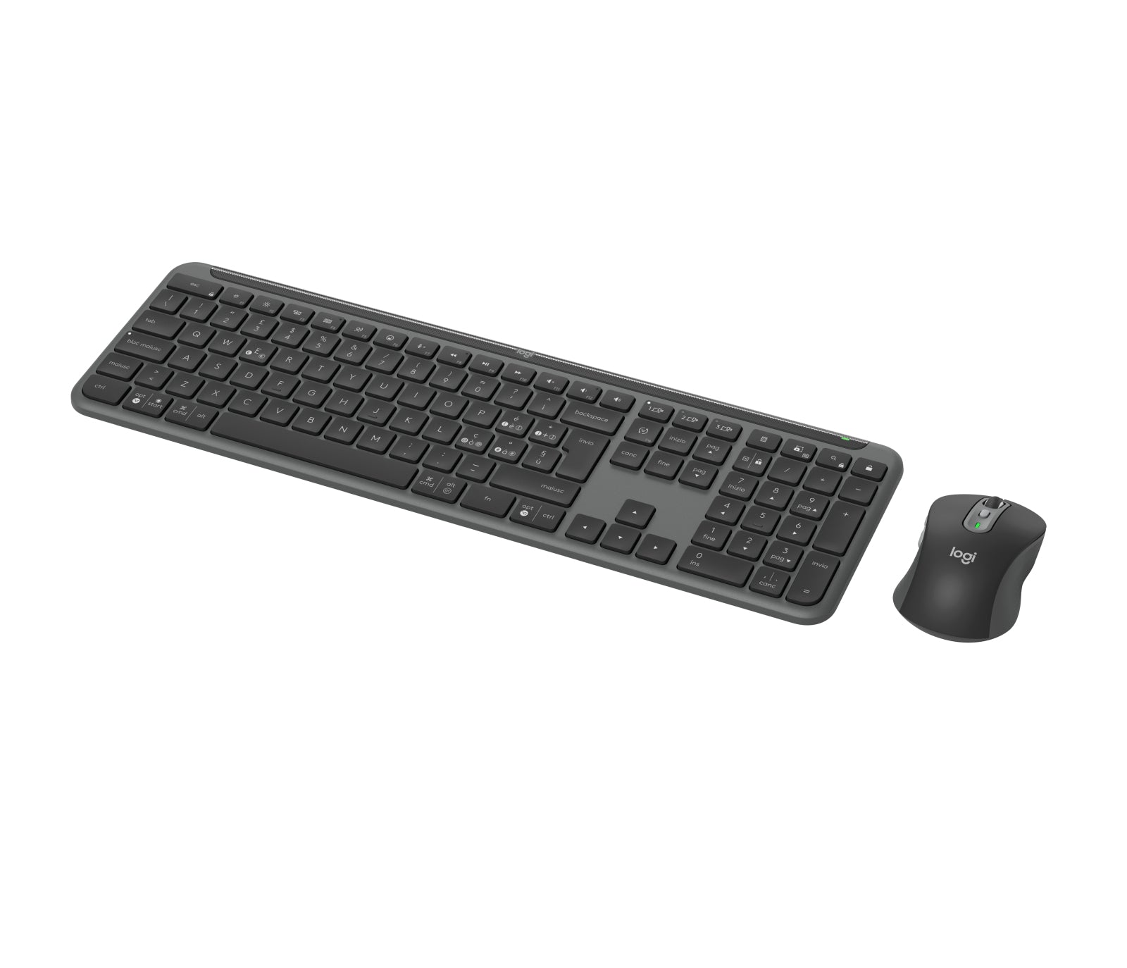Logitech MK950 Signature Slim – Tastatur, kabellos (Bluetooth), IT-Layout (IT), Grau