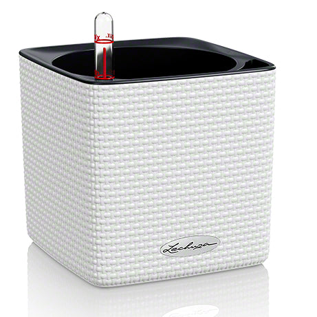 LECHUZA Cube Color 14 Topfpflanzer – 14 × 14 × 13,5 cm – Kunststoff, weiss