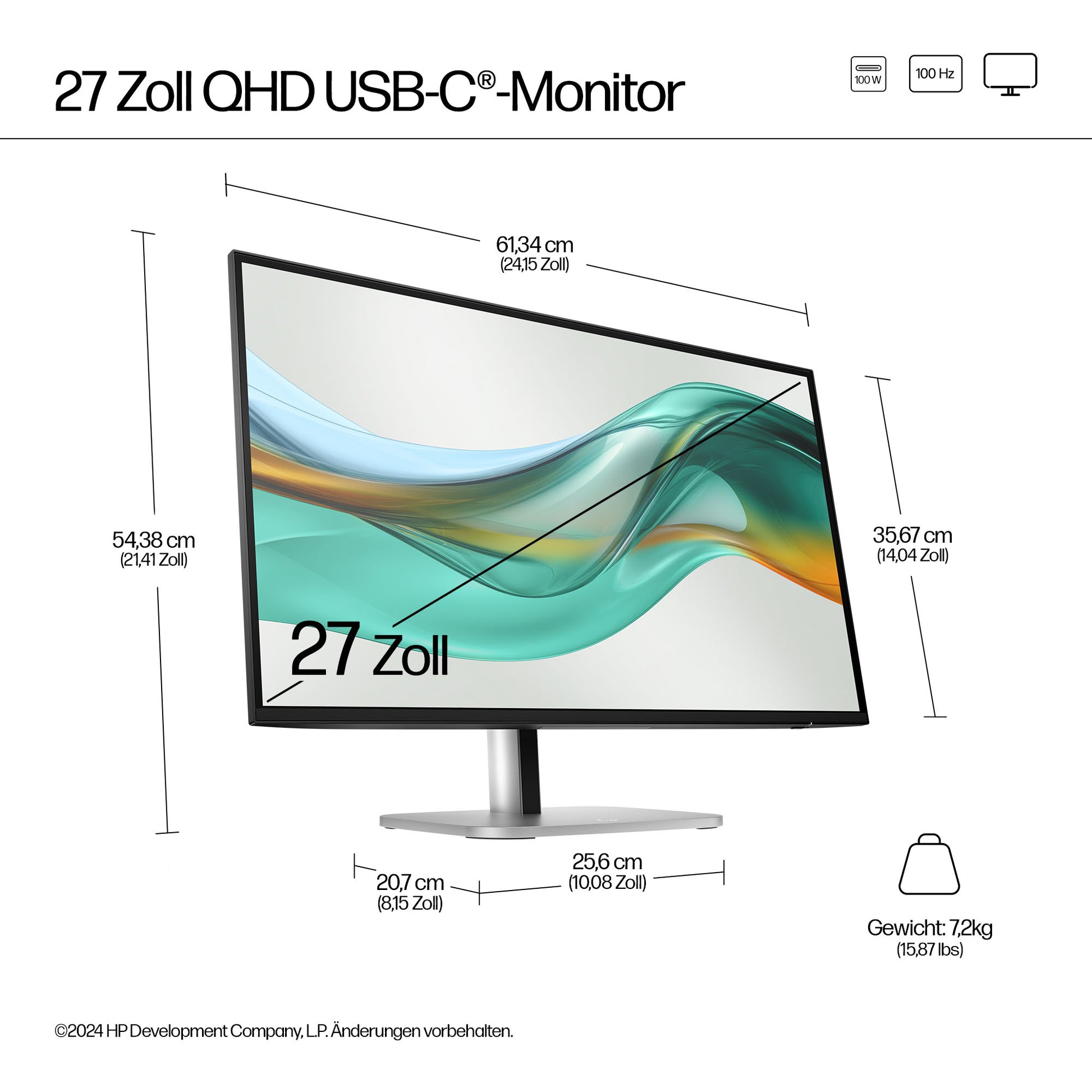 HP S5 PRO 527PU – Monitor, 2560 × 1440 (QHD), USB-C, Docking