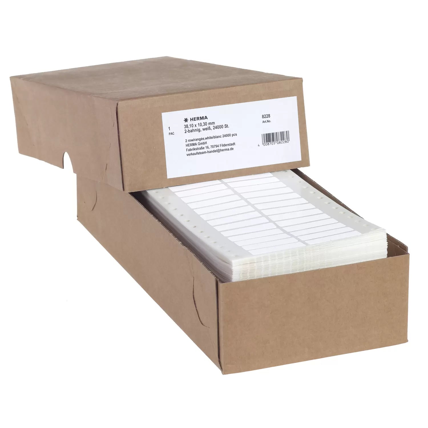 HERMA Etiketten (Rolle) 38 × 10 mm – Papier, matt, weiss – permanent haftend – Punktmatrix – 24'000 Stk.