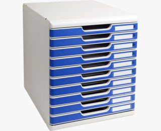 Exacompta Schubladenbox MODULO A4 – 10 Schübe, 32 cm, Blau