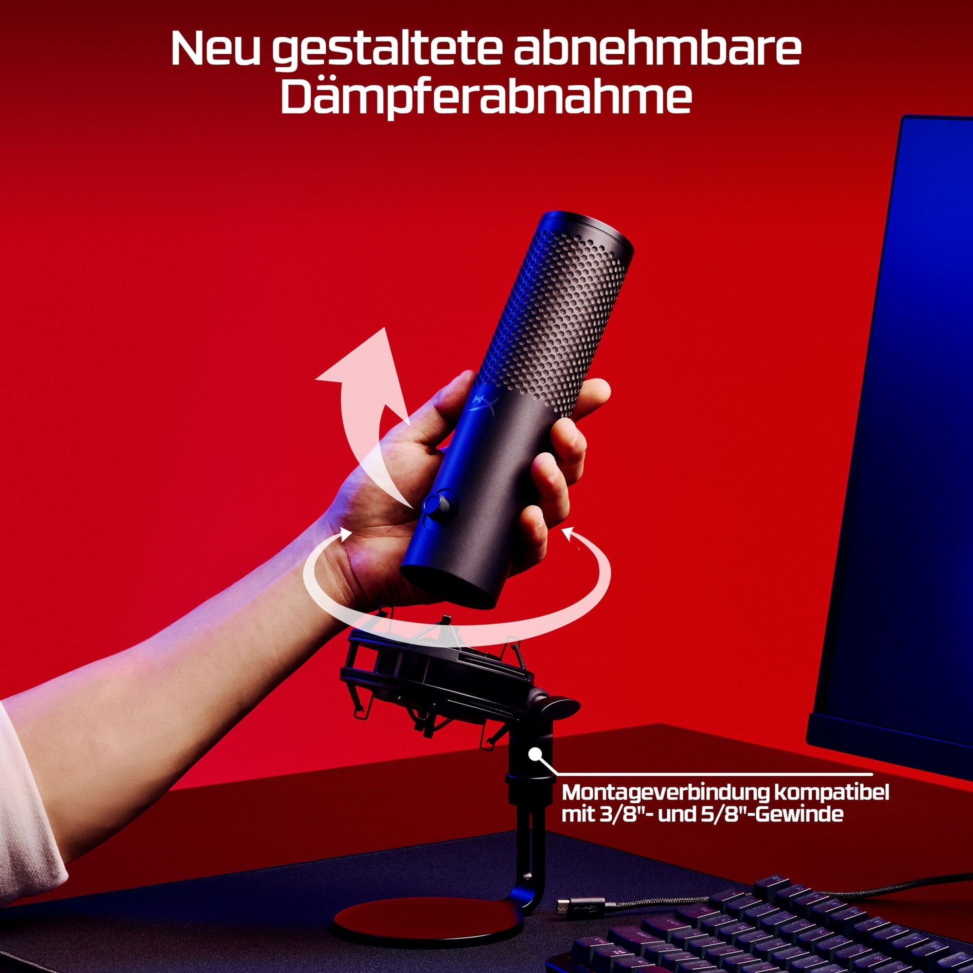 HyperX Quadcast 2 S Tischmikrofon – USB, Kabelgebunden, 20–20'000 Hz, 90 dB, Schwarz