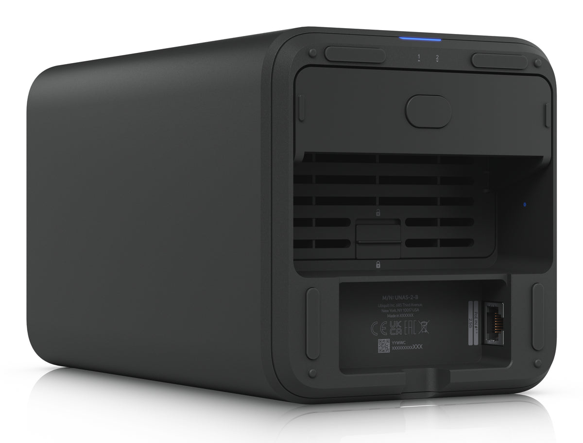 Ubiquiti UNAS-2-B – 2-Bay Desktop NAS – ARM Cortex-A57 1,7 GHz (4-Kern), 4 GB RAM, 2,5GbE, für 3,5" HDD