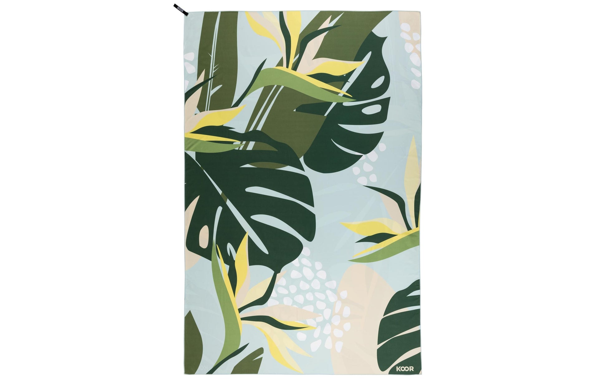 KOOR Strandtuch Jungle XXL – 130 × 200 cm, Gelb/Grün/Hellblau, Polyamid/Polyester