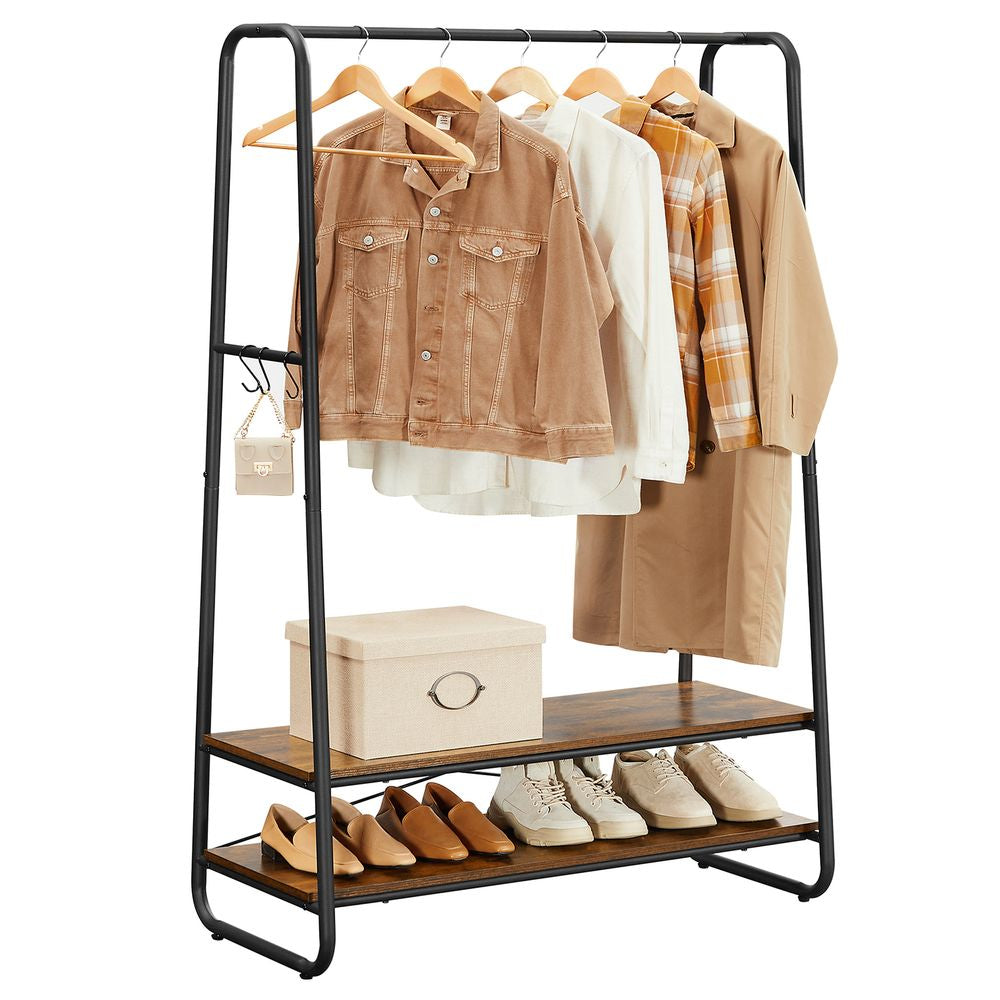 Vasagle Garderobenständer – 6 Haken, Stahl/Spanplatte, Schwarz/Braun, 100 × 45 × 160 cm
