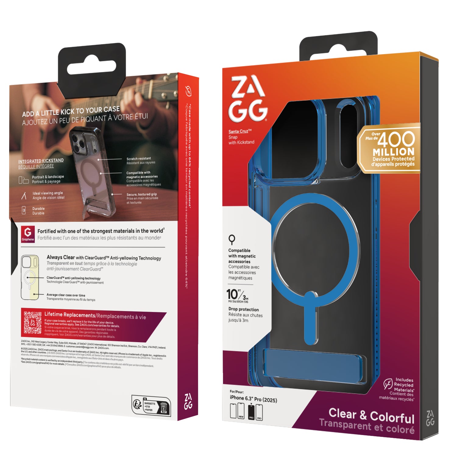 ZAGG Santa Cruz Snap Backcover – für Apple iPhone 17 Pro – Graphen, Blau/Transparent, bis 4 m sturzsicher