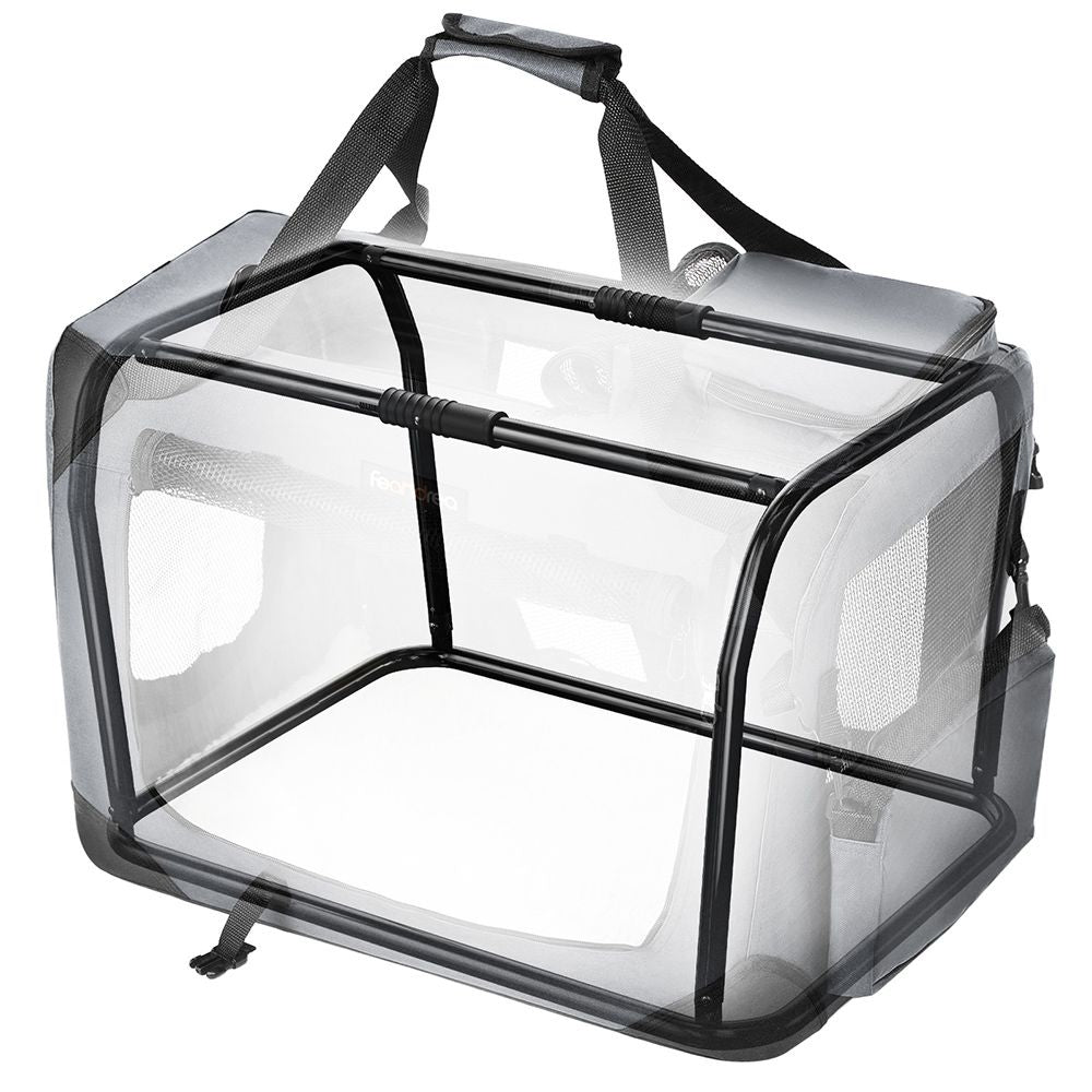 Feandrea Transportbox – bis 11 kg, herausnehmbarer Boden – für Hund, Katze – 60 × 42 × 42 cm – grau