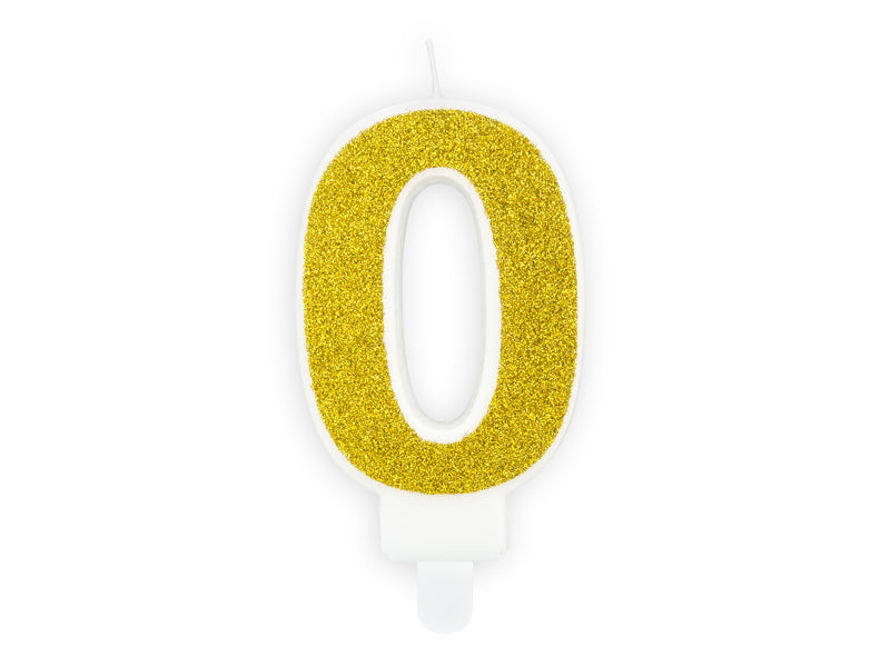 PartyDeco Geburtstagskerzen Zahl 0 – Gold – 5 × 7 cm – 1 Stück