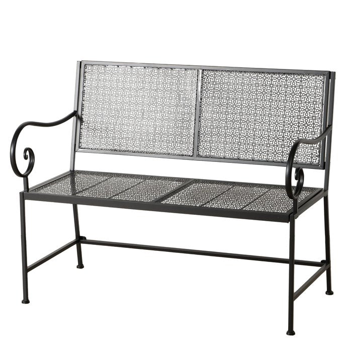 Boltze Marisa Gartenbank – B 112 × T 60 × H 89 cm – Metall, Schwarz – 2 Sitzplätze – für Erwachsene und Kinder