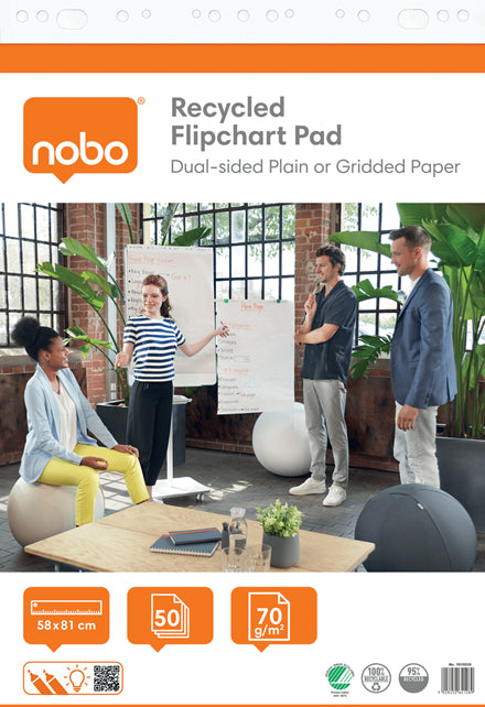 Nobo Flipchartblock kariert 50 mm – 58 × 81 cm, 50 Blatt, 70 g/m²