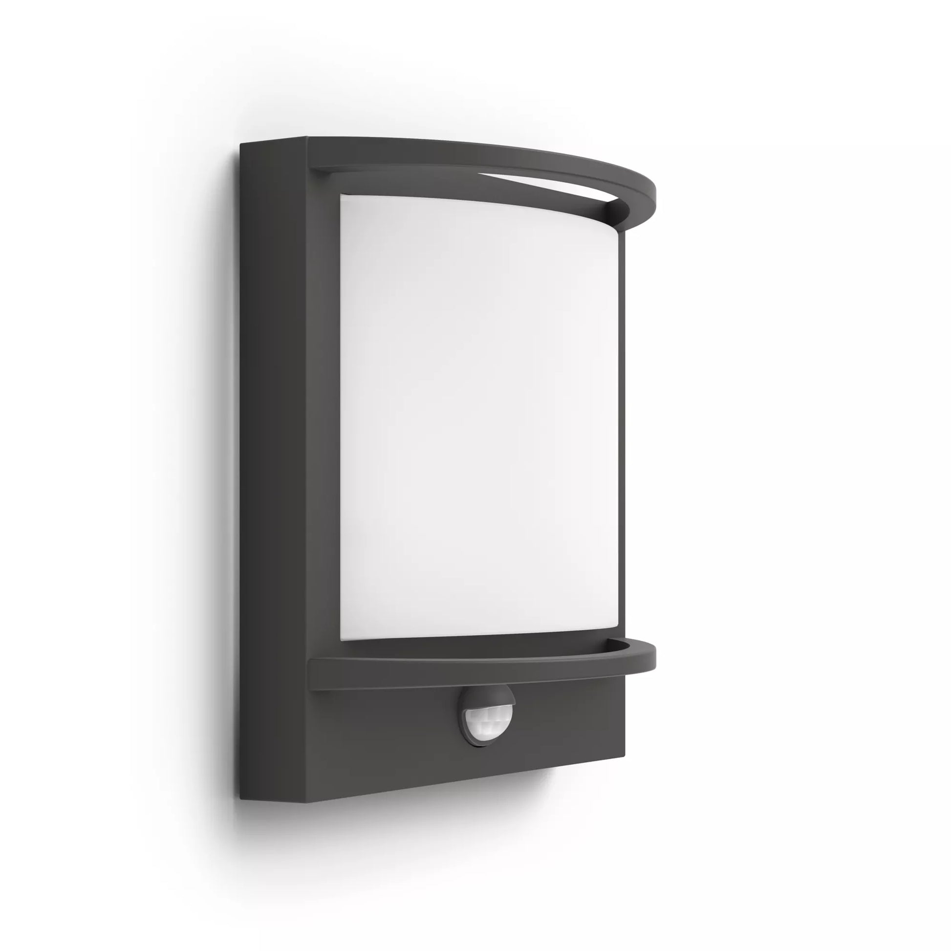 Philips by Signify Philips Aussenwandleuchte – Warmweiss, 2700 K – IP44 – Netzbetrieb – mit Bewegungsmelder – Grau – Aluminium