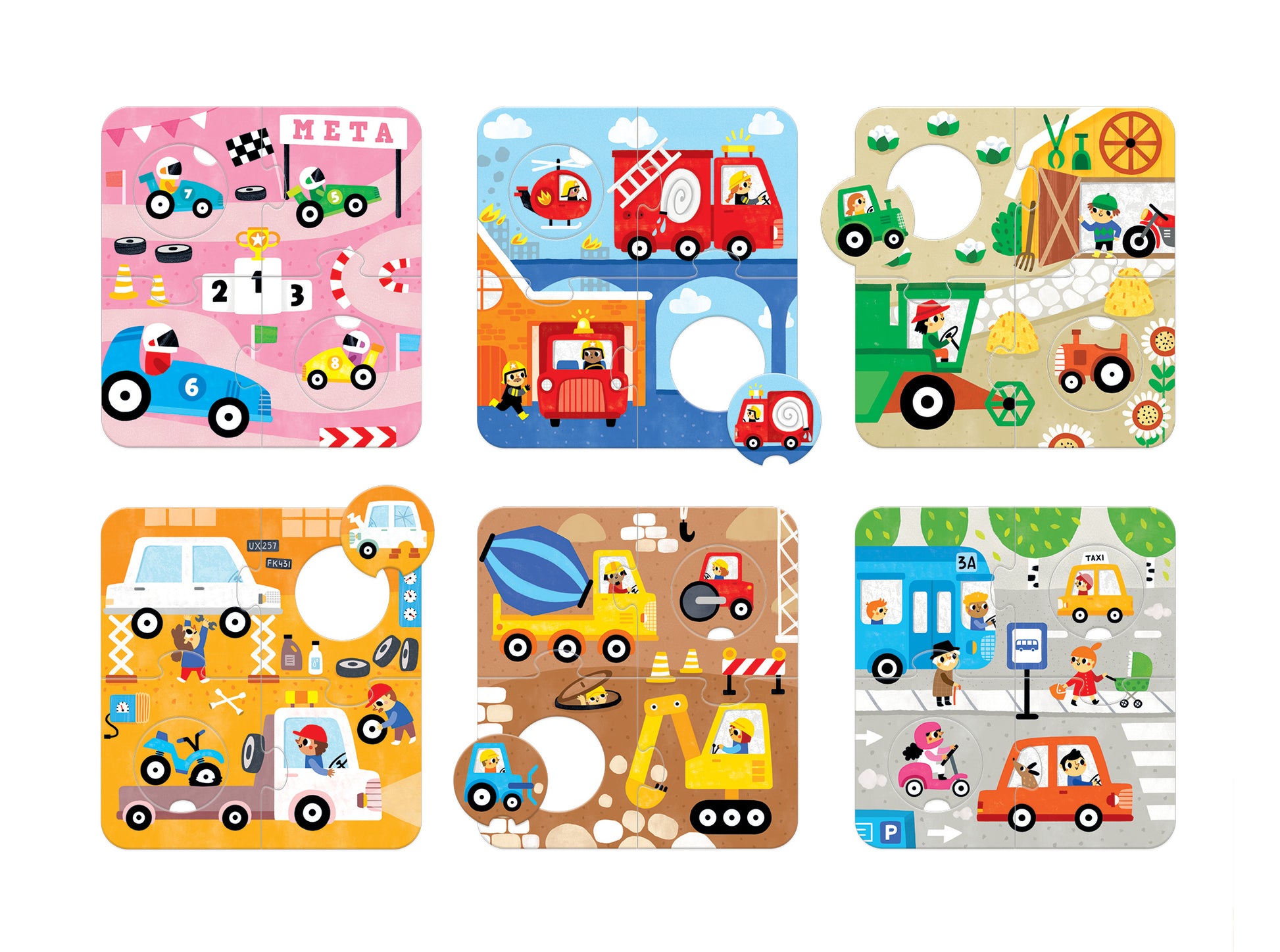 Banana Panda Puzzle Fahrzeuge – 36 Teile – 22 × 23,5 cm – 6 Sets – ab 2 Jahren – Pappe, Mehrfarbig