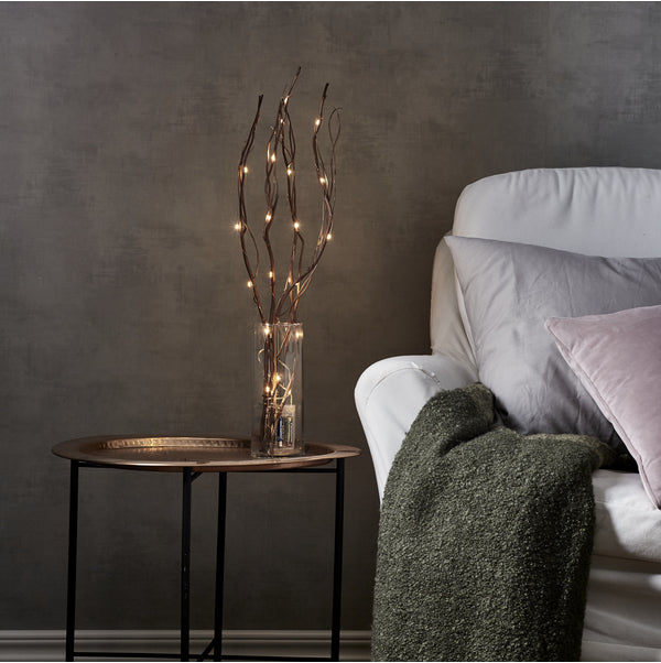 Star Trading Lichterkette/Dekolicht Willow – 60 cm, 0,38 W, Warmweiss, Braun, 24 LEDs, batteriebetrieben