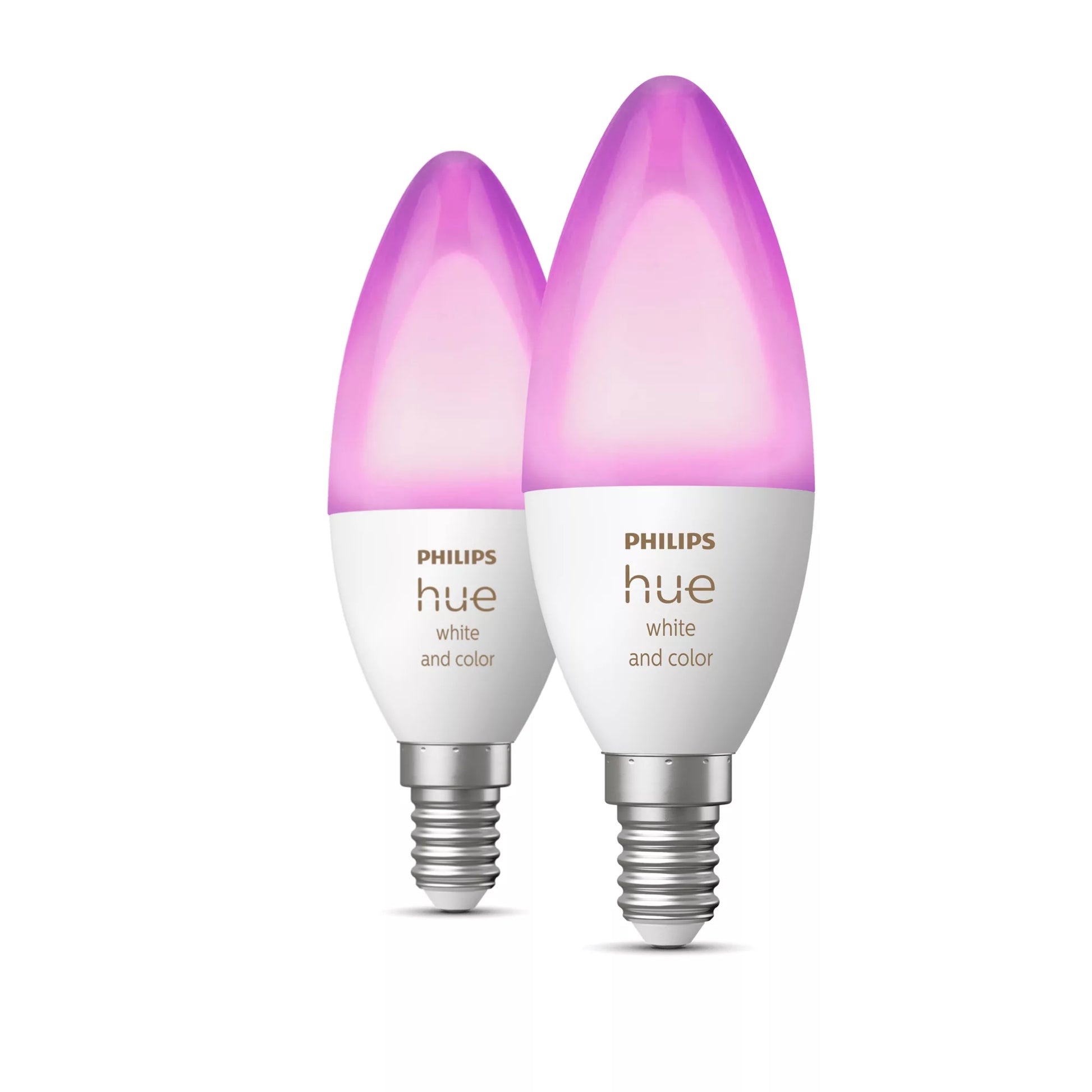 Philips by Signify Philips Hue Smart-Leuchtmittel E14 Kerzenform – RGB+CCT, 470 lm, 5,3 W, Bluetooth – für Philips Hue – 2 Stk.