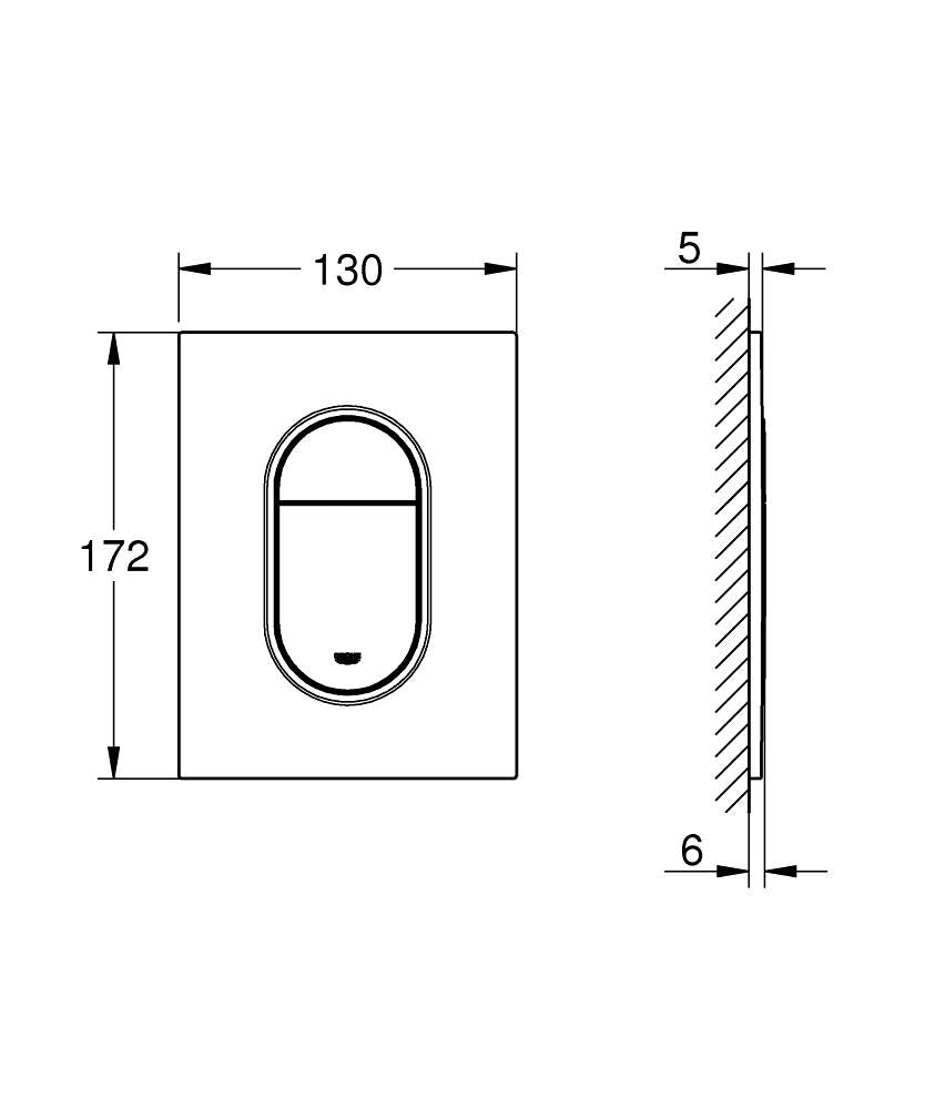 GROHE Abdeckplatte für Spülkasten – Kunststoff, schwarz, 13 × 0,6 × 17,2 cm