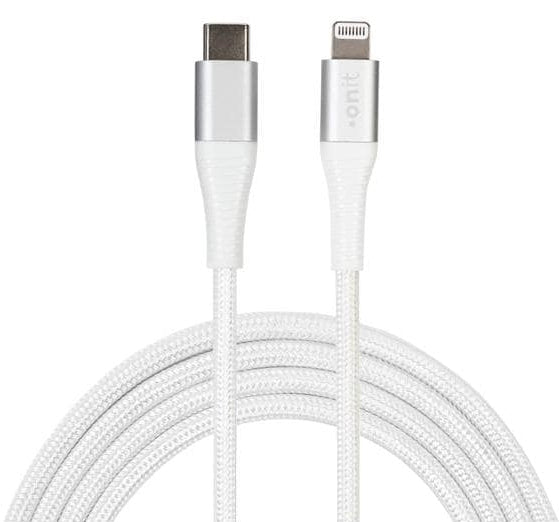 ONIT Daten- & Ladekabel – USB-C auf Lightning 2 m, PD 30 W, geflochten, Weiss – für iPhone/iPad