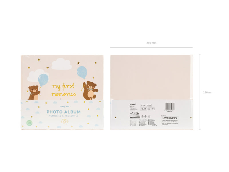 PartyDeco AZ4 Teddybär – Fotobuch, gebunden, mehrfarbig, 25 × 28 cm