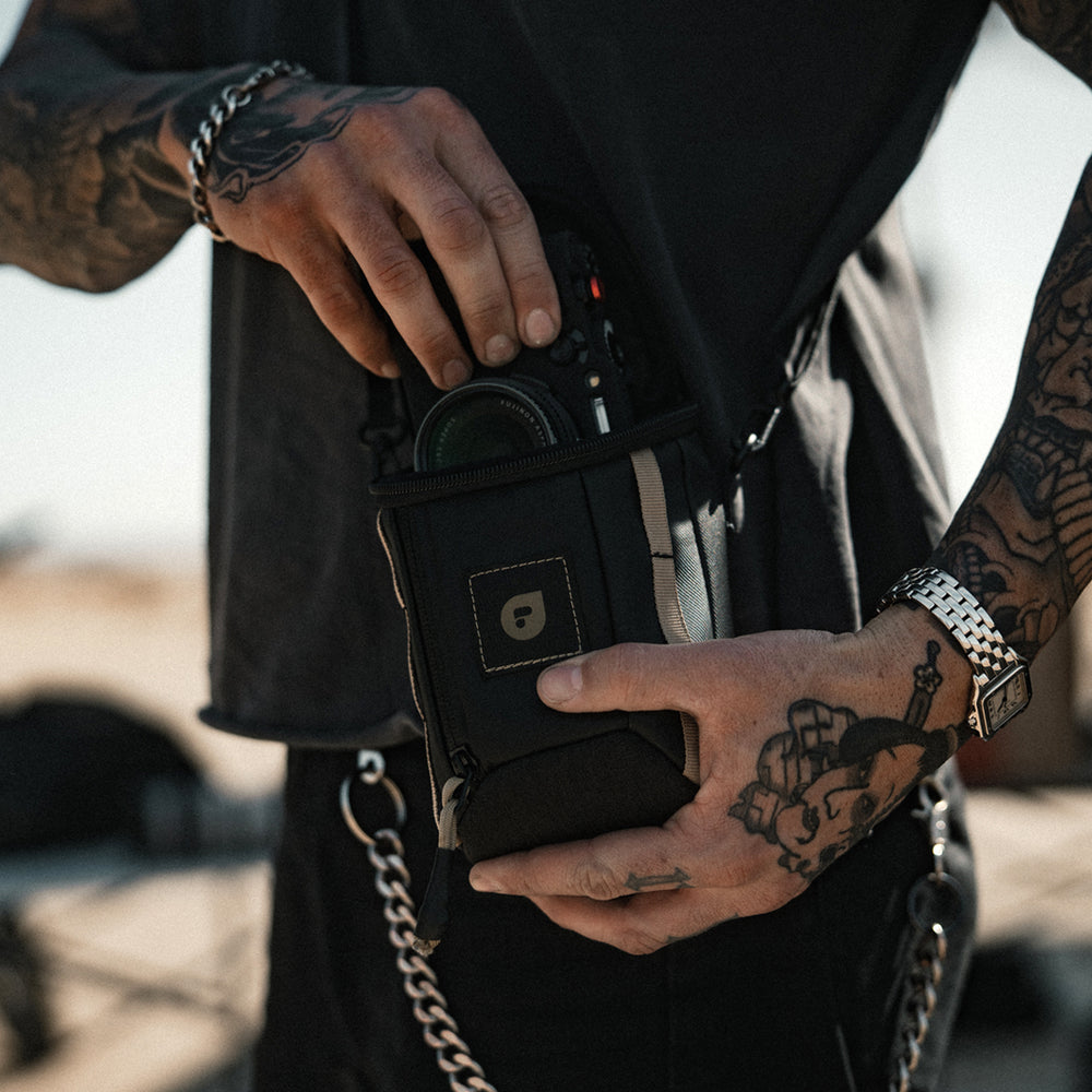 PolarPro RoadRunner 1L Schultertasche – Mikrofaser/Neopren – Schwarz – für Leica D-Lux, Fuji X100VI