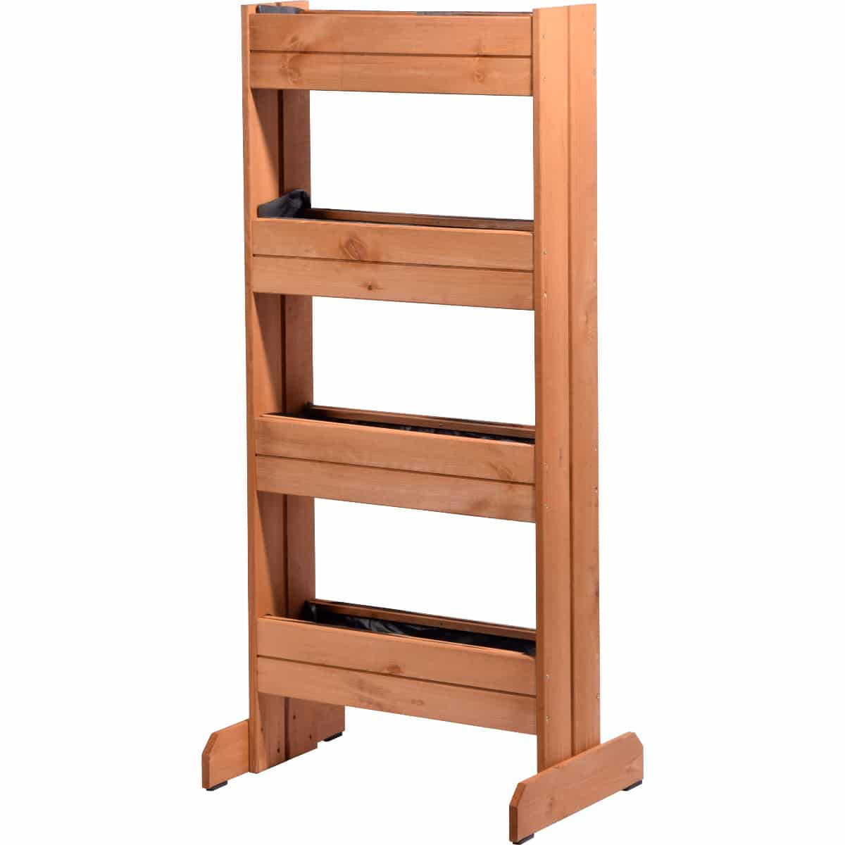 Dobar Pflanzbeet – 4 Sektionen – 55 × 125 × 40 cm – Kiefernholz & Kunststoff, Braun