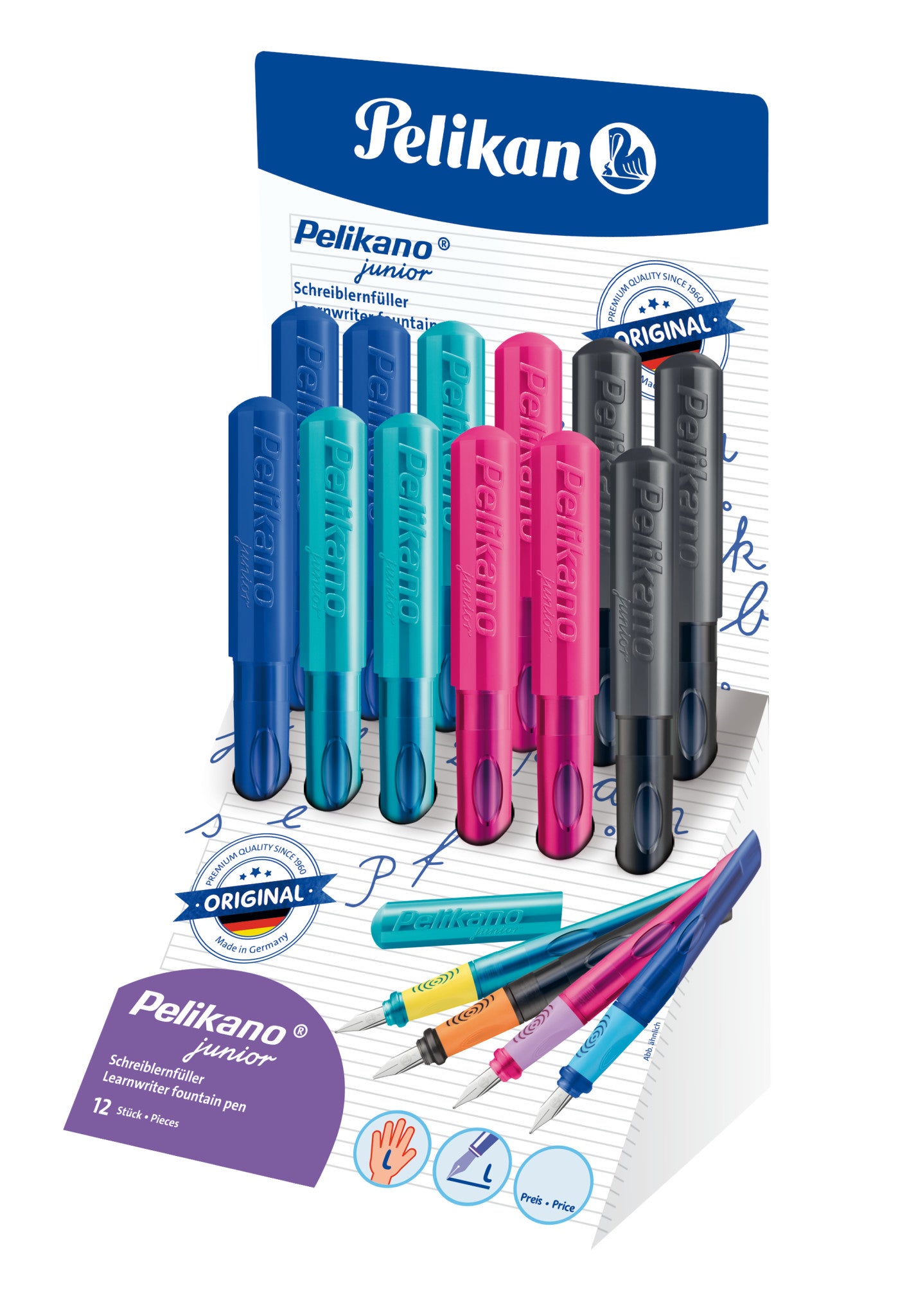 Pelikano junior P68D – Federspitze L – für Linkshänder – Edelstahl-Feder – 12er Box