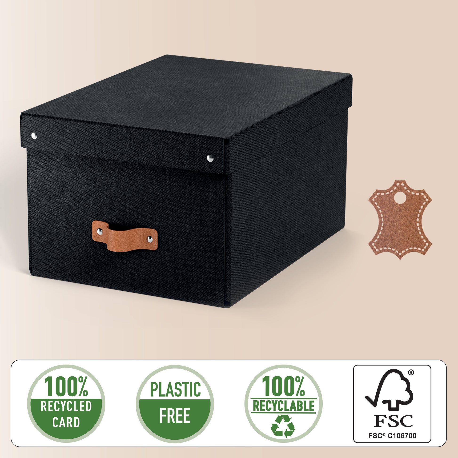 Leitz Puro Aufbewahrungsbox 17 l – mit Klappdeckel, 265 × 200 × 355 mm, schwarz, 2er Pack