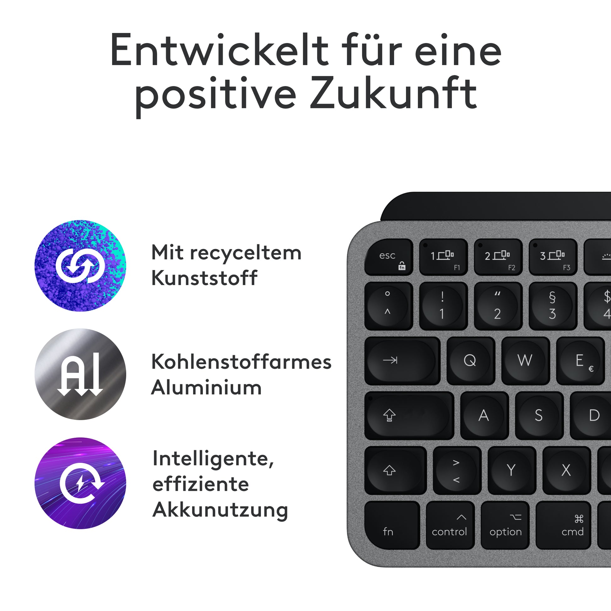 Logitech MX Keys Mini – Tastatur, kabellos, DE-Layout (DE), beleuchtet, Space Grey – für macOS