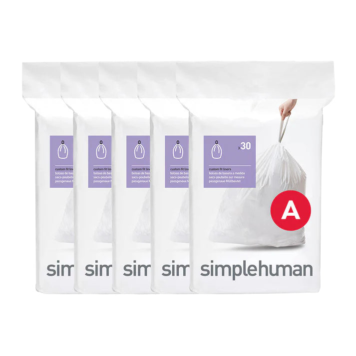 simplehuman Kehrichtsack – für Code A, 4,5 l, mit Zugband, PE, weiss, 289 × 398 mm, 150 Stk
