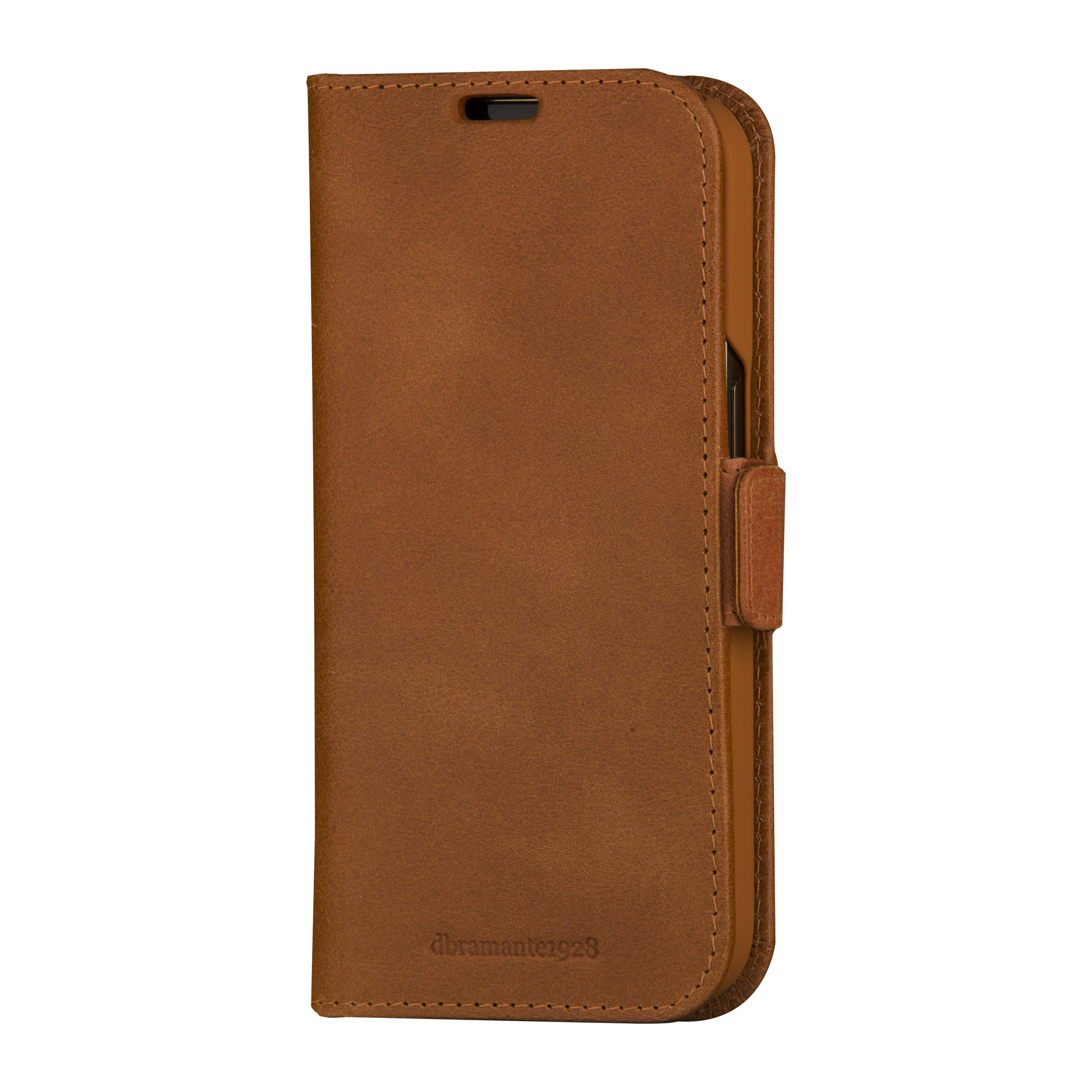 dbramante1928 Copenhagen Wallethülle – für Apple iPhone 15 Pro, mit Ständer, 3 Kartenfächer, Leder, Braun