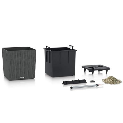 LECHUZA CUBE Cottage 50 Topfpflanzer – 61 l, 49 × 49,5 × 49 cm – Kunststoff, Schwarz
