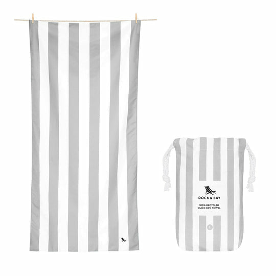 Dock & Bay Badetuch CABANA – 90×160 cm, Polyamid/Polyester, Hellgrau/Weiss