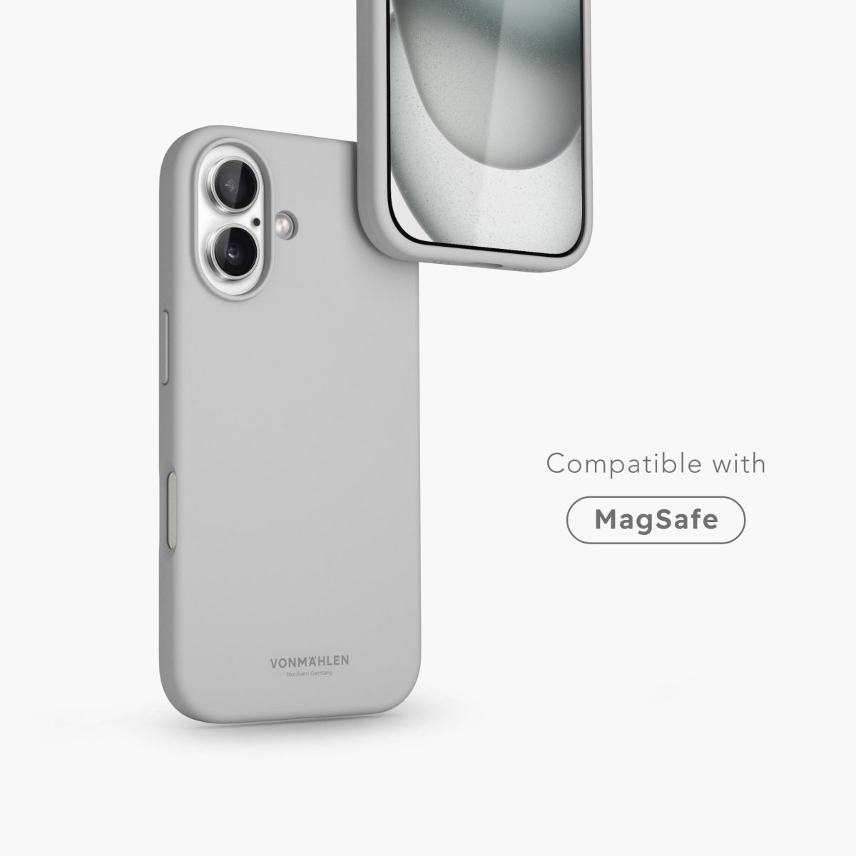 Vonmählen Backcover – für Apple iPhone 16, MagSafe, Silikon, Hellgrau