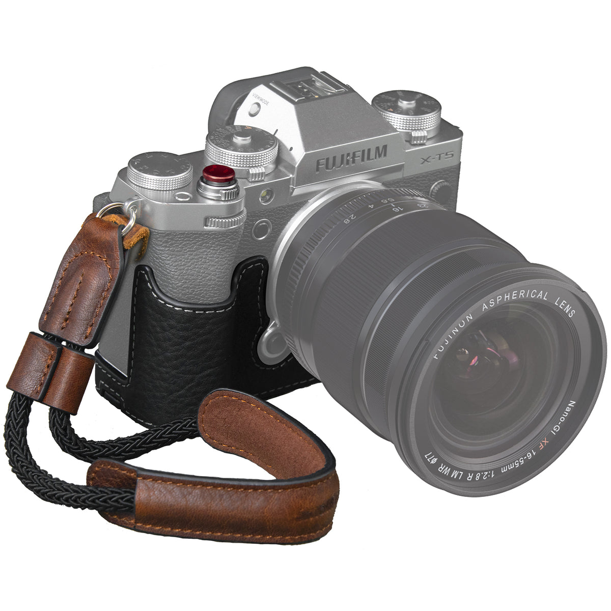 SmallRig 3927 Half-Case mit Handgelenkschlaufe – Aluminiumoxid, Leder – für FUJIFILM X-T5 – Braun