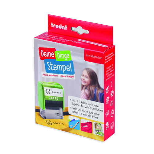 Trodat Motivstempel – Deine Dinge, selbstfärbend, 8 Motive, schwarz, deutsch