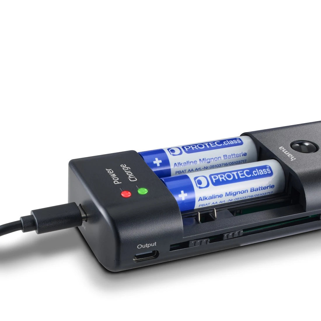 Hama Delta Travel Akkulader – für AA, AAA, Li-Ion und andere – 2-fach, USB, 2,4 A – Schwarz