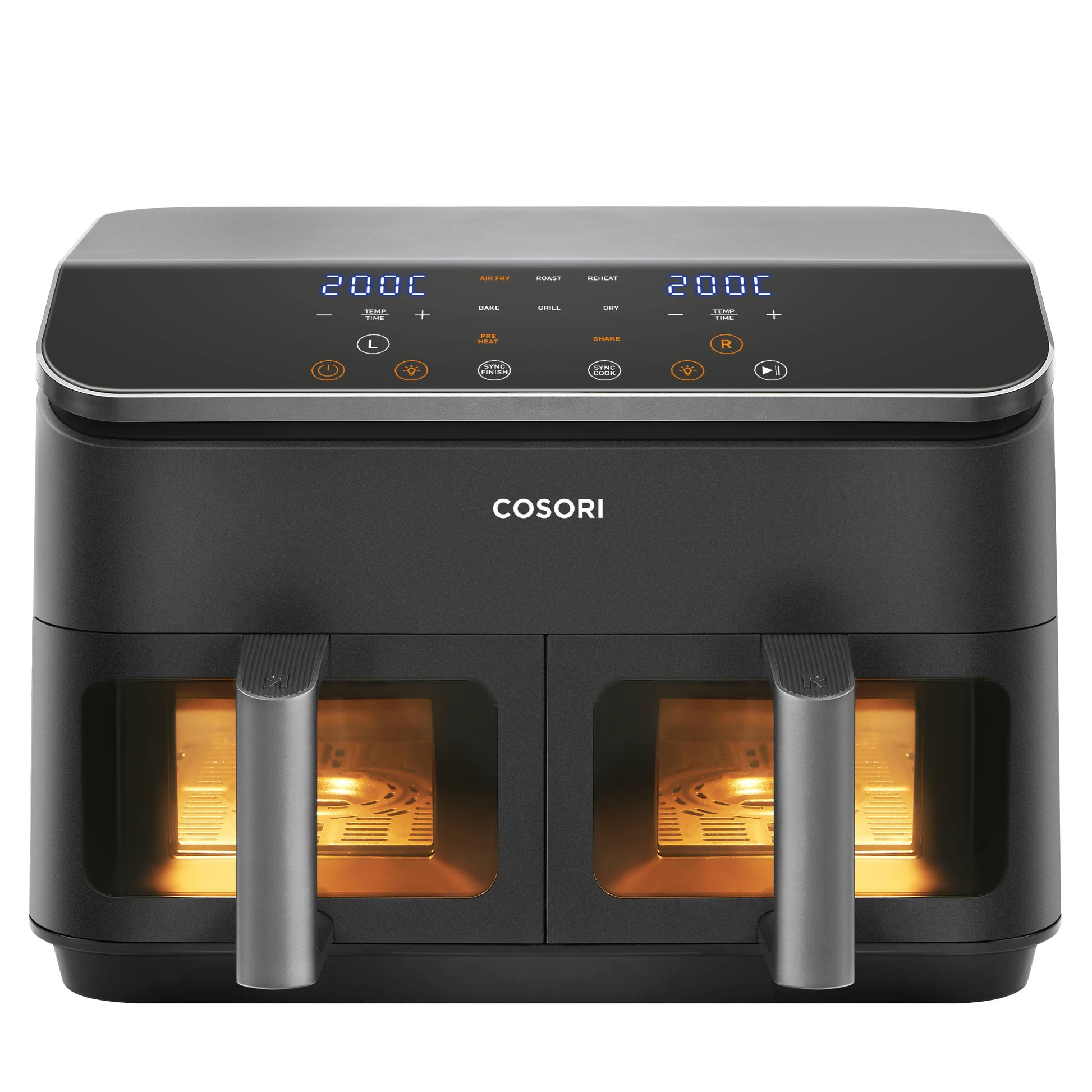 Cosori Heissluftfritteuse CAF-R901-AEU – 8,5 l, Doppel, 1750 W – Schwarz/Edelstahl