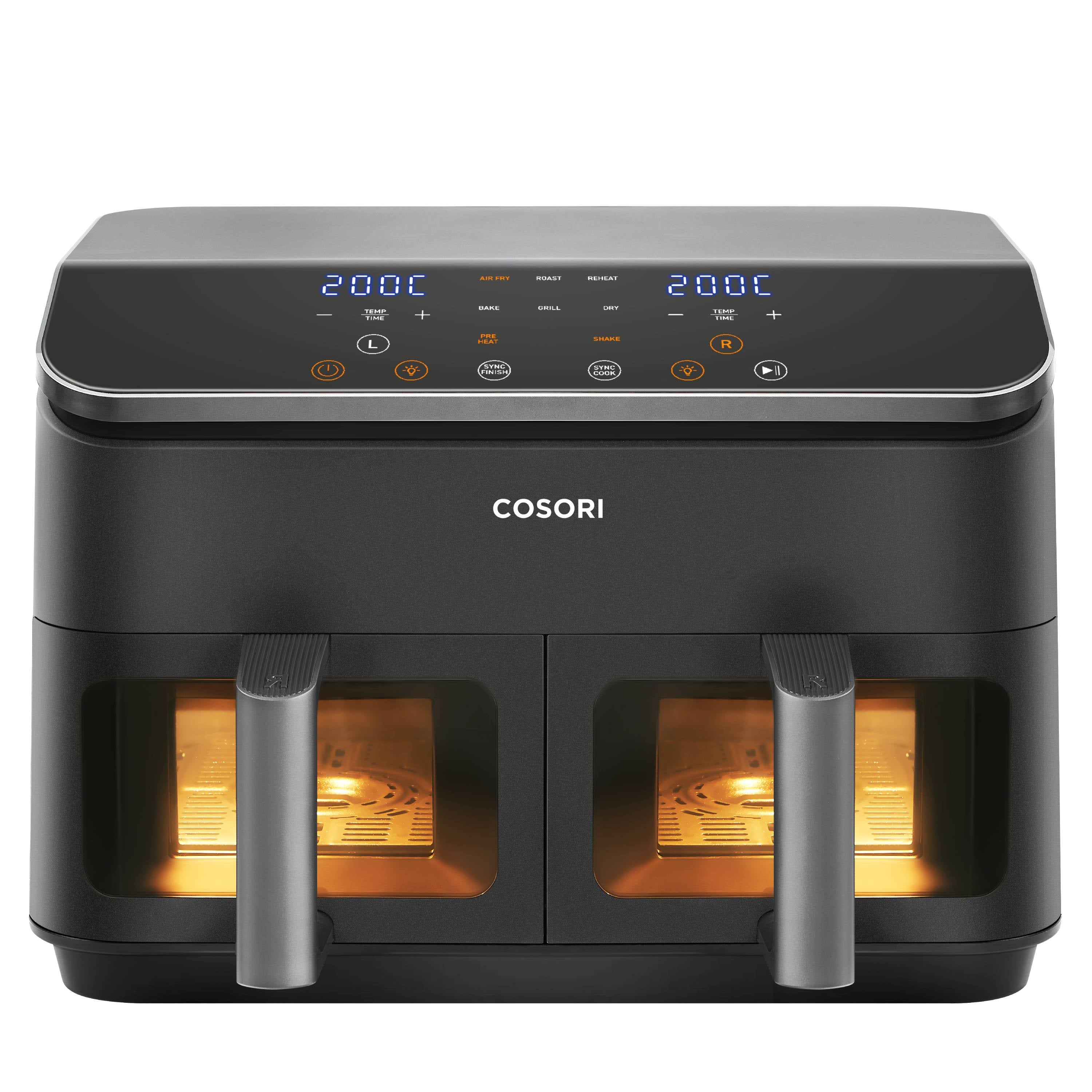Cosori Heissluftfritteuse CAF-R901-AEU – 8,5 l, Doppel, 1750 W – Schwarz/Edelstahl