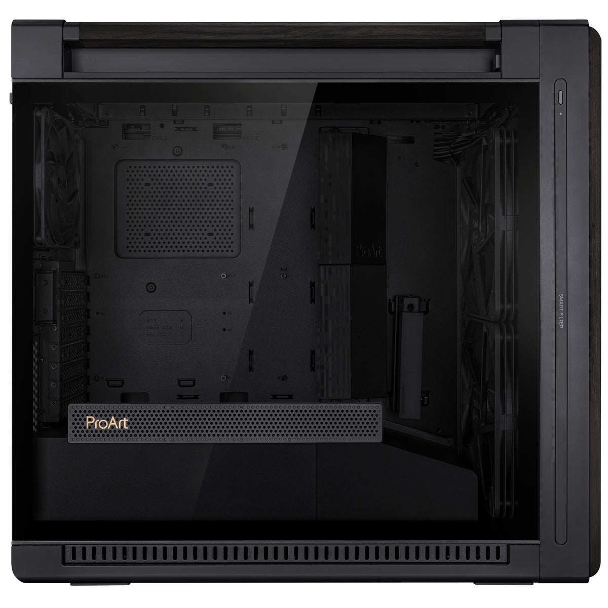ASUS ProArt PA602 Wood – PC-Gehäuse – Midi-Tower, E-ATX/ATX/mATX/Mini-ITX, 45 cm GPU, 19 cm CPU-Kühler