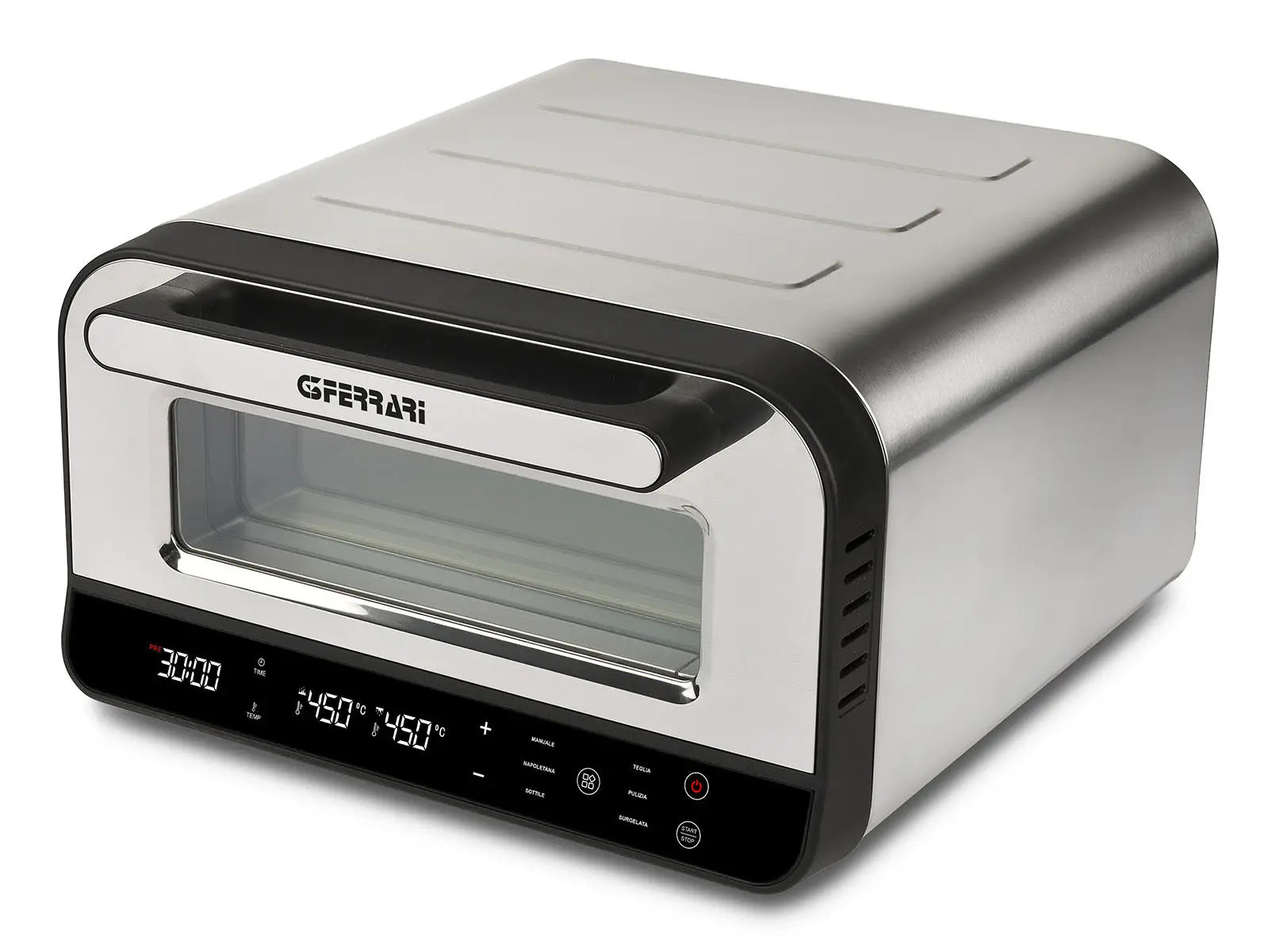 G3 Ferrari Pizzaofen Pizza Pro G10204 – 1 Pizza, Ø 30 cm, 1850 W – Schwarz/Silber