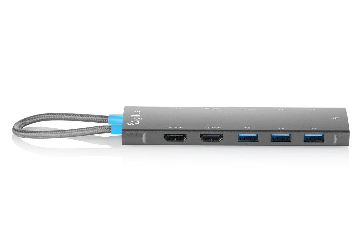 Digitus Dockingstation – USB-C, 1× DP, 2× HDMI, 3× USB-A, 100 W PD, für Laptops/Tablets/Smartphones