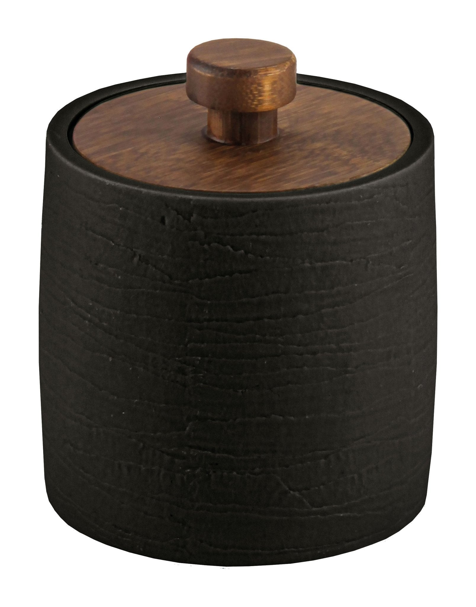 Kleine Wolke Aufbewahrungsbox (Bad) – Ø9,1×11,2 cm, Bambus/Polyresin, Schwarz, mit abnehmbarem Deckel (Holz)