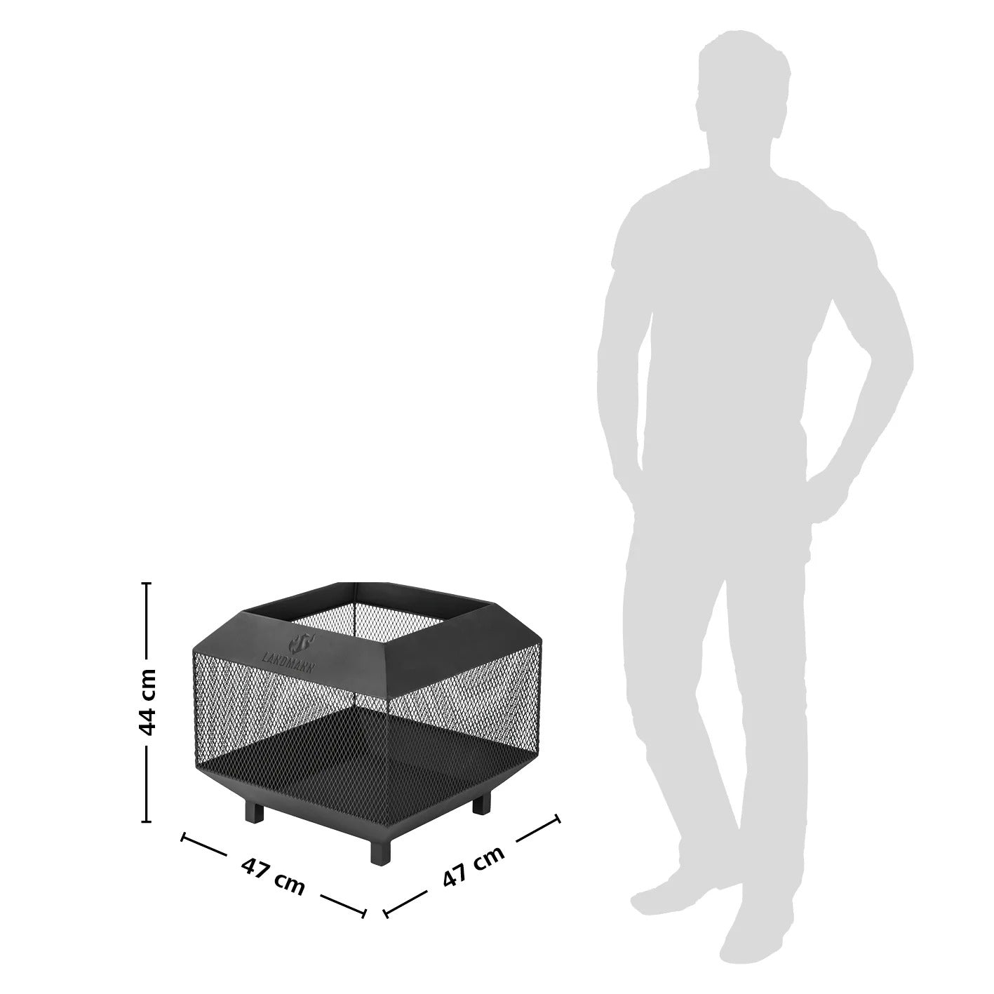 LANDMANN Feuerkorb – Ø 44 × 40 cm – Stahl, schwarz