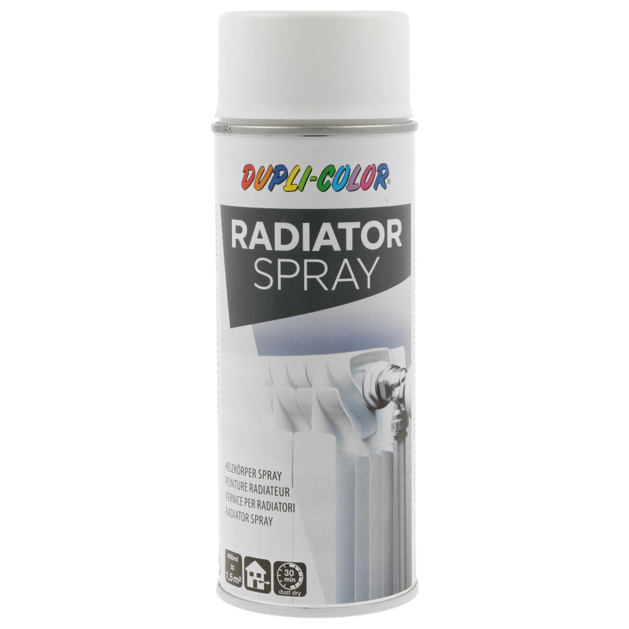 Dupli-Color Radiator Farbspray – Weiss, seidenmatt – 400 ml – für Glas, Holz, Metall