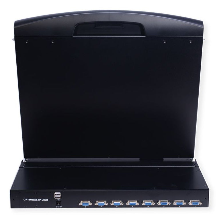 VALUE 19" Rack-LCD-Konsole – 8-Port VGA KVM, 1366 × 768, USB 2.0-Hub, FR-Tastatur – 1U