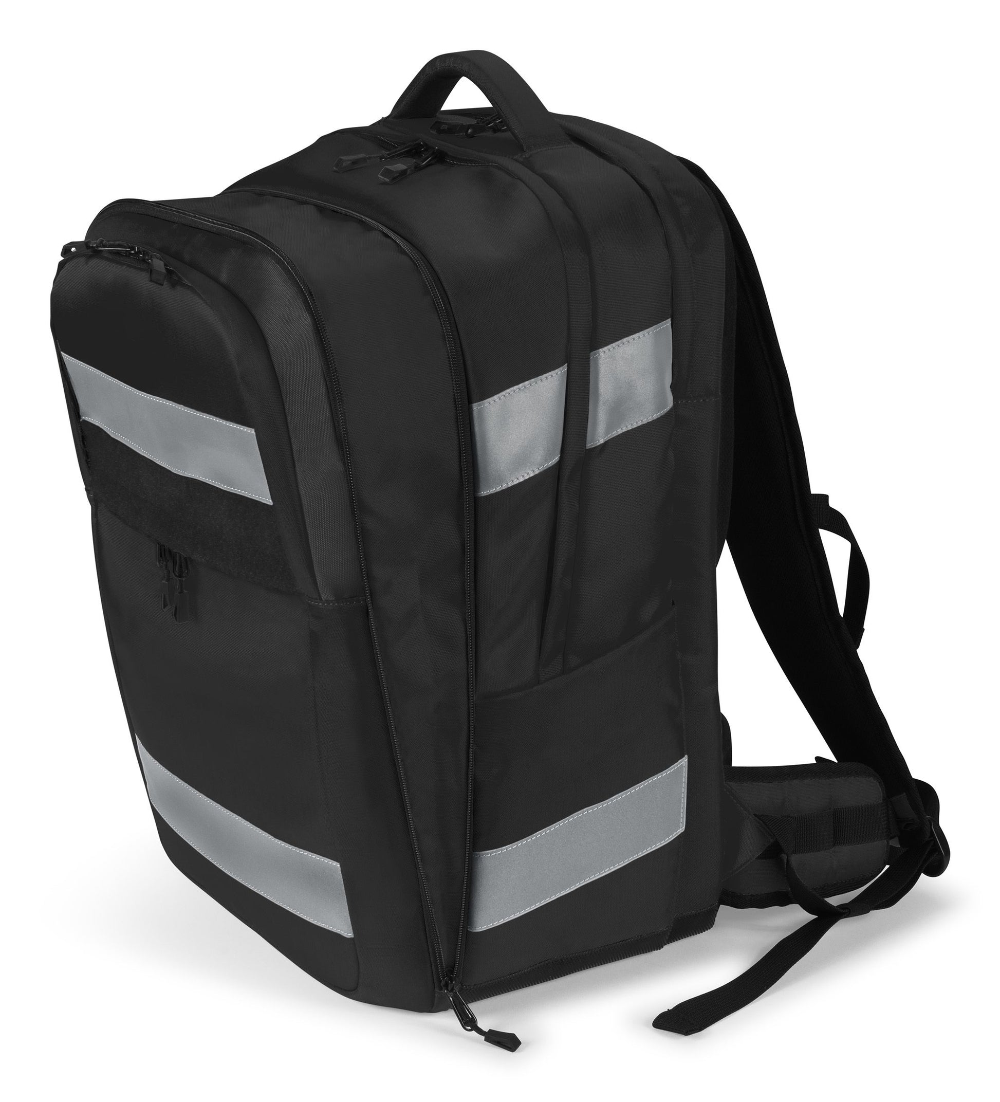 DICOTA REFLECTIVE – Notebook-Rucksack – 32–38 l, rPET (recyceltes PET), schwarz, reflektierend